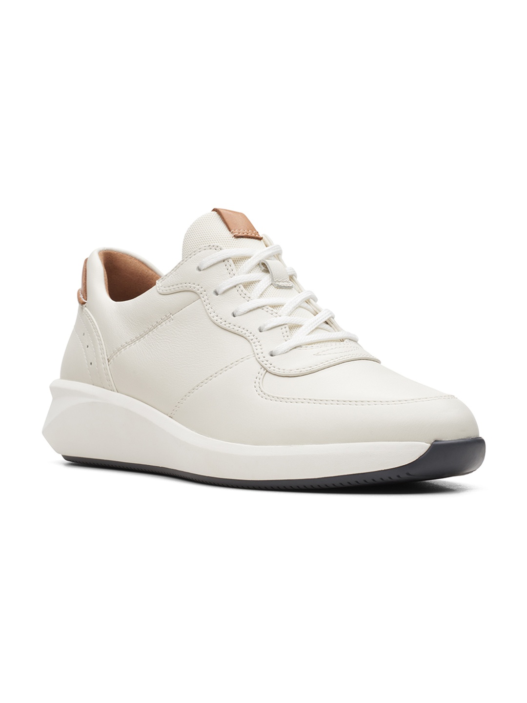 

Clarks Women White Solid Leather Sneakers