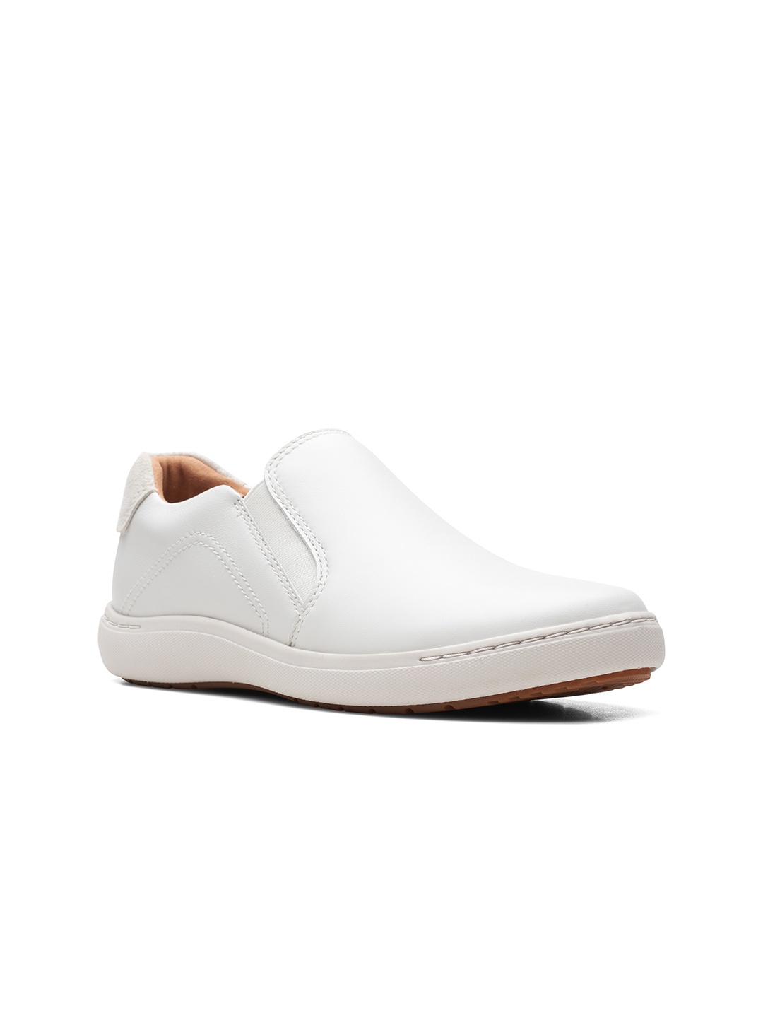 

Clarks Women White Leather Slip-On Sneakers