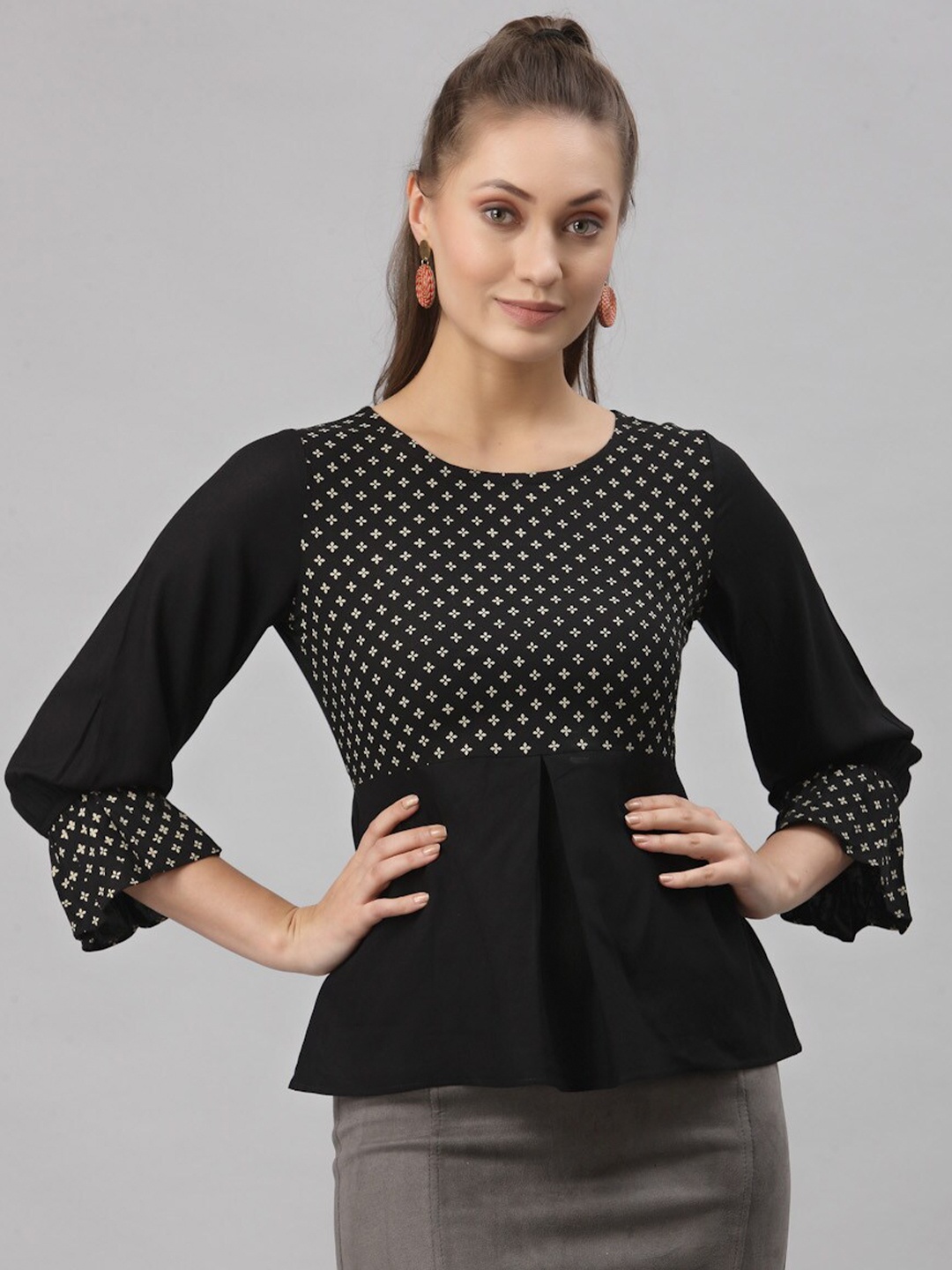

Selvia Black Print Top