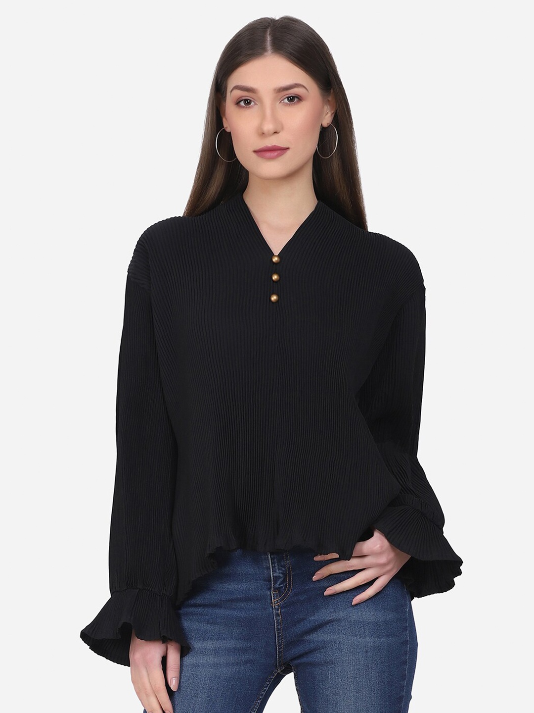 

Selvia Black Crepe Boxy Top
