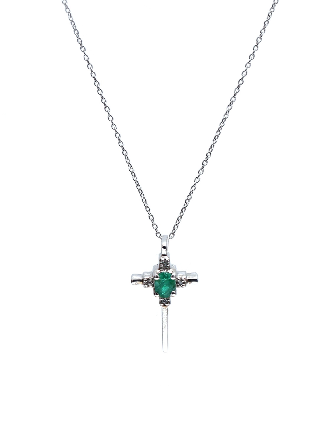 

HIFLYER JEWELS Women Sterling Silver & Rhodium-Plated Green Topaz Studded Pendant