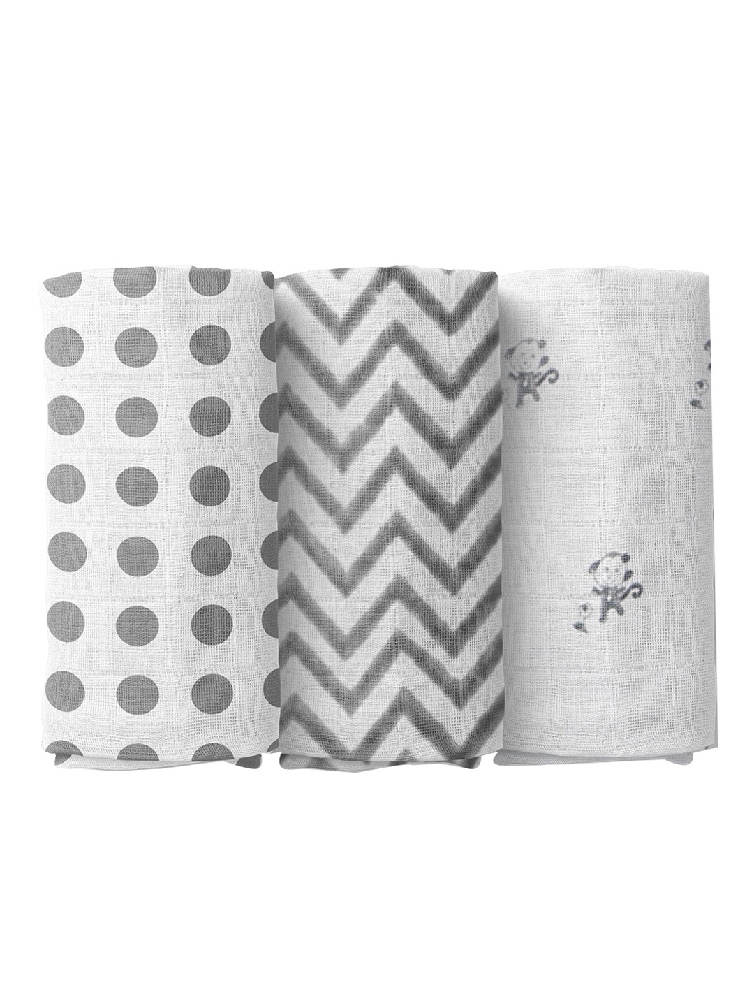

Moms Home Infant Kids Pack Of 3 Organic Cotton Muslin Swaddles, Grey