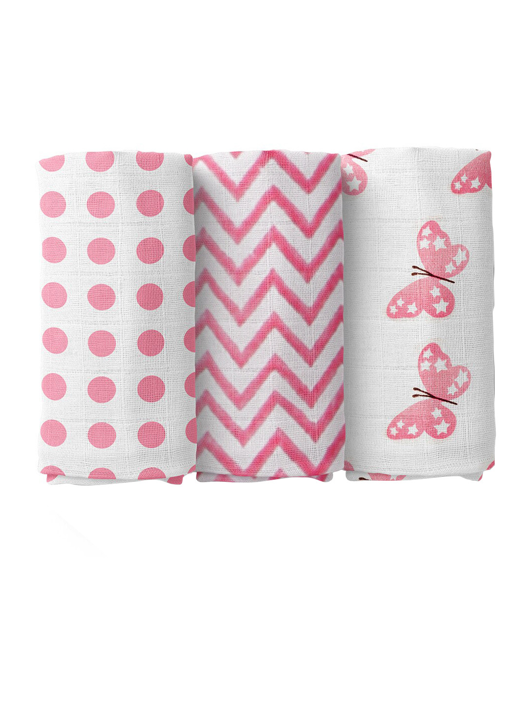 

Moms Home Infant Kids Pack Of 3 Organic Cotton Muslin Swaddles, Pink