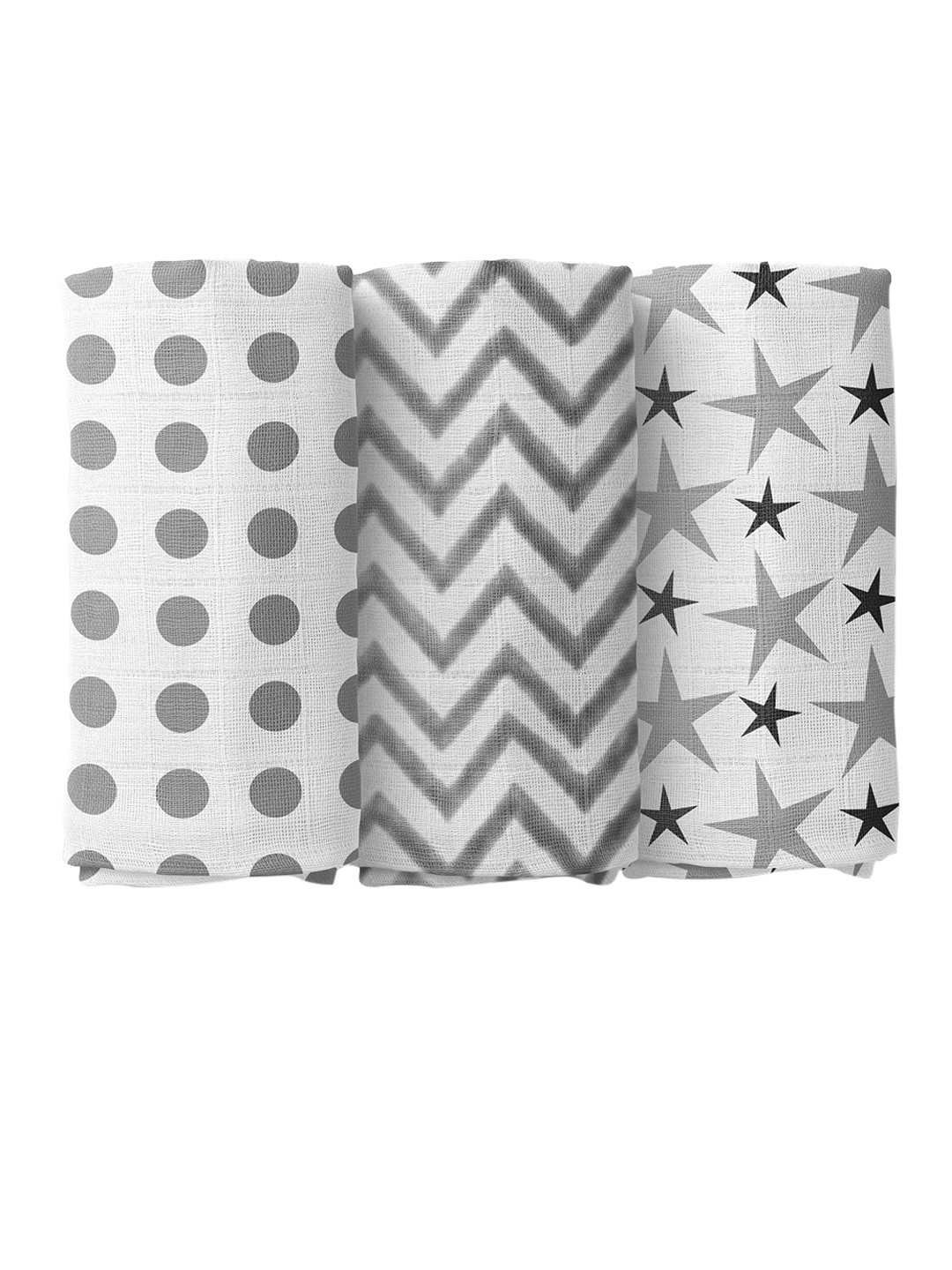 

Moms Home Infant Kids Grey Set of 3 Printed Muslin Swaddle
