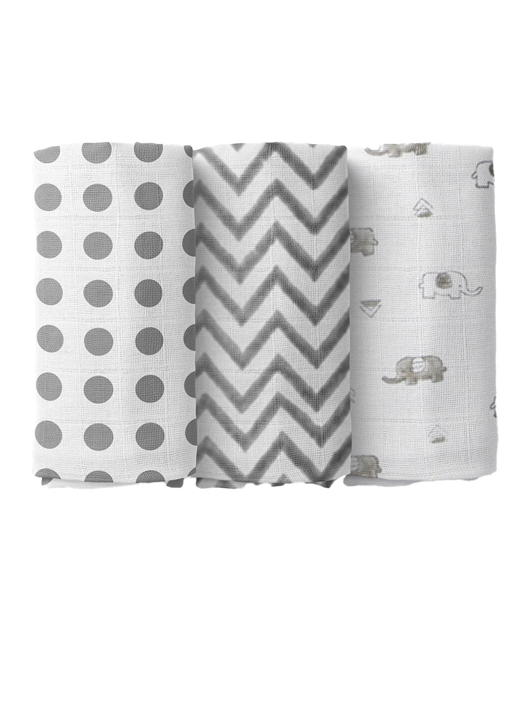 

Moms Home Infants Kids Set Of 3 Grey & White Organic Cotton Muslin Swaddle
