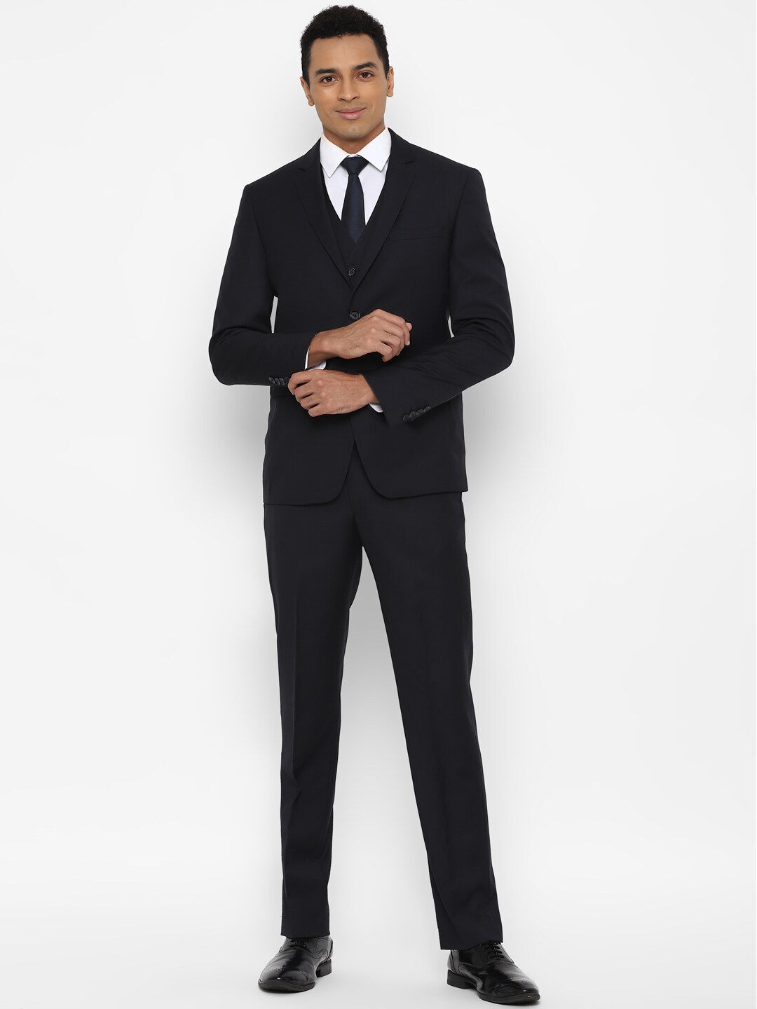 

Allen Solly Men Navy Blue Slim-Fit Single-Breasted 3-Piece Formal Suit