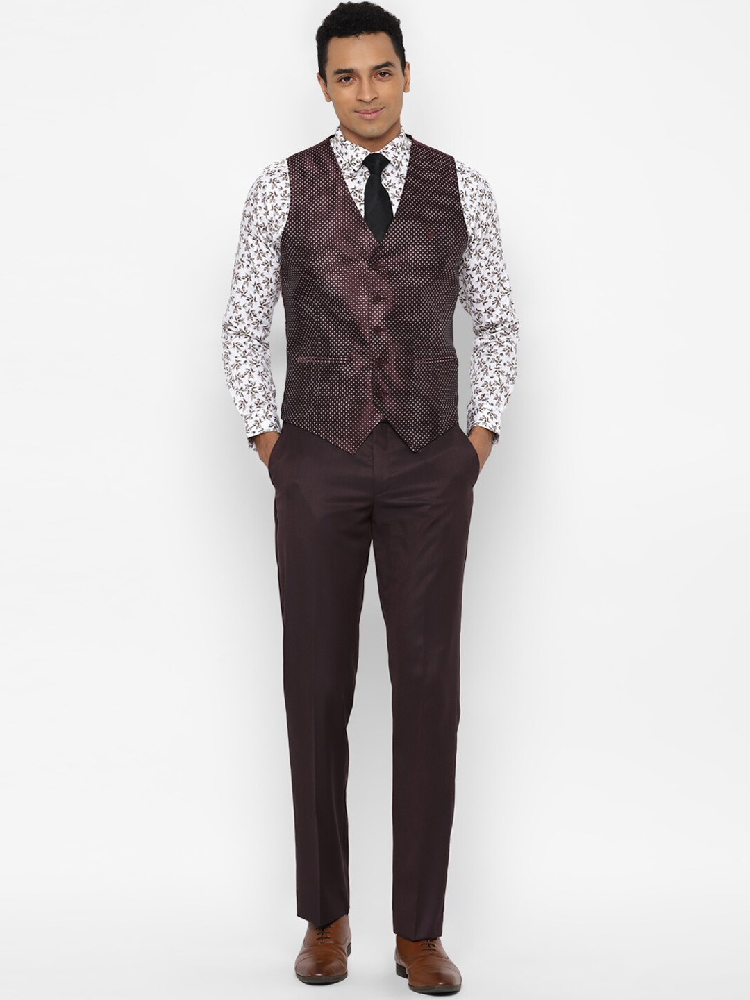 

Allen Solly Men Brown Solid Slim-Fit Single-Breasted Three-Piece Formal Suit