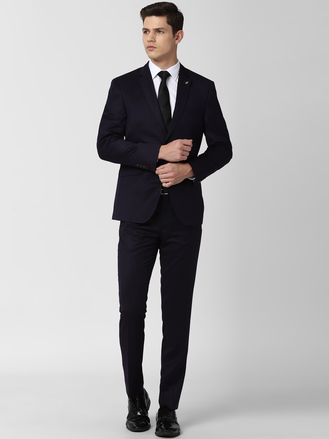 

Van Heusen Men Navy Blue Solid Single-Breasted Slim-Fit Two-Piece Suit
