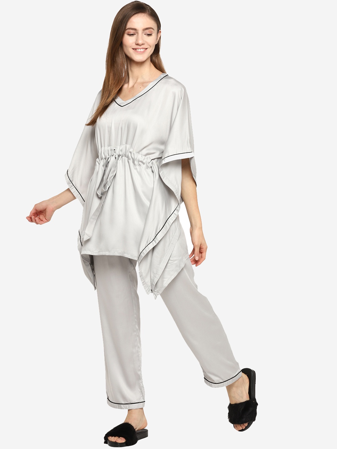 

shopbloom Women Grey Cotton Night suit