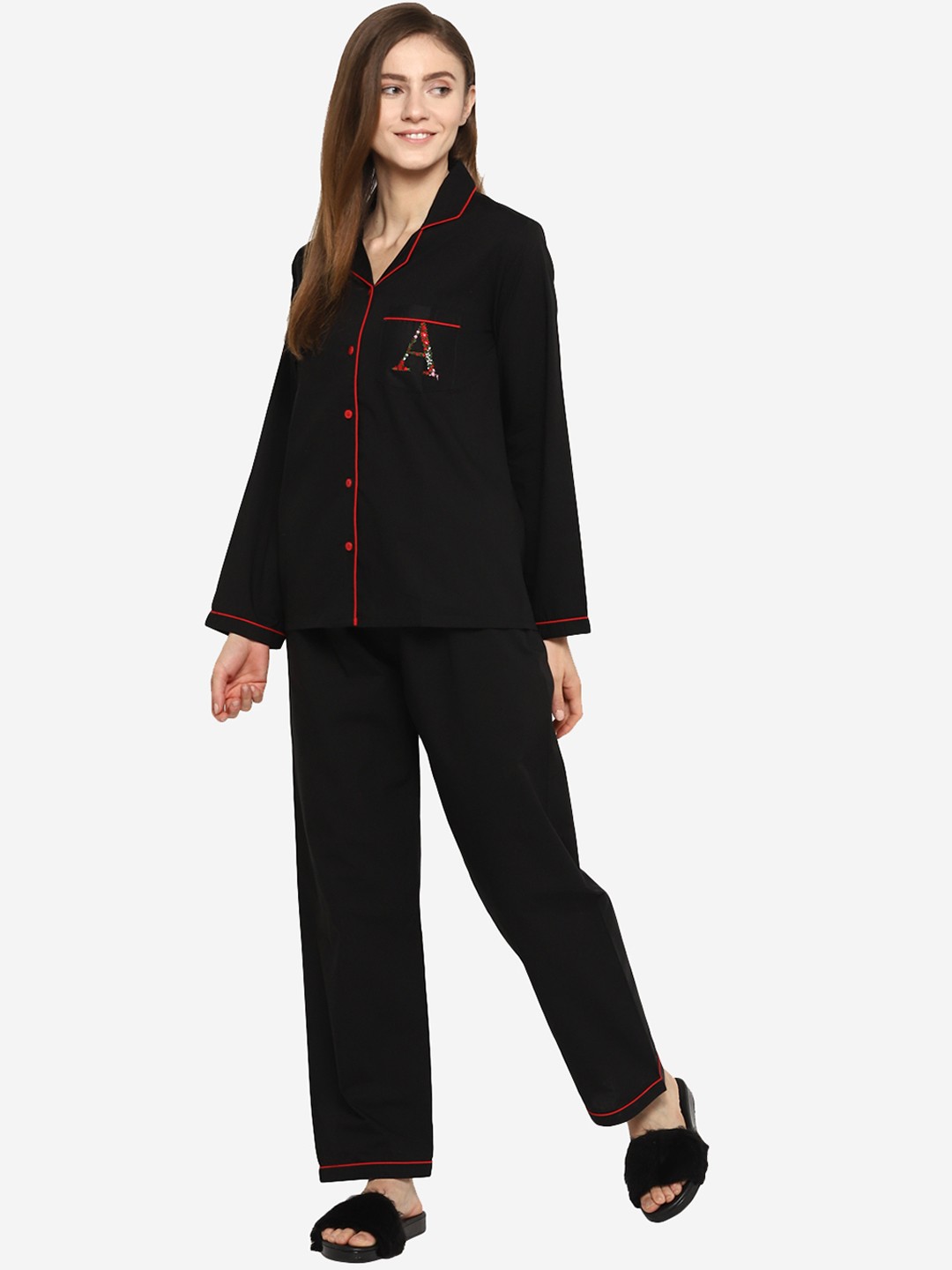 

shopbloom Women Black Night Suit