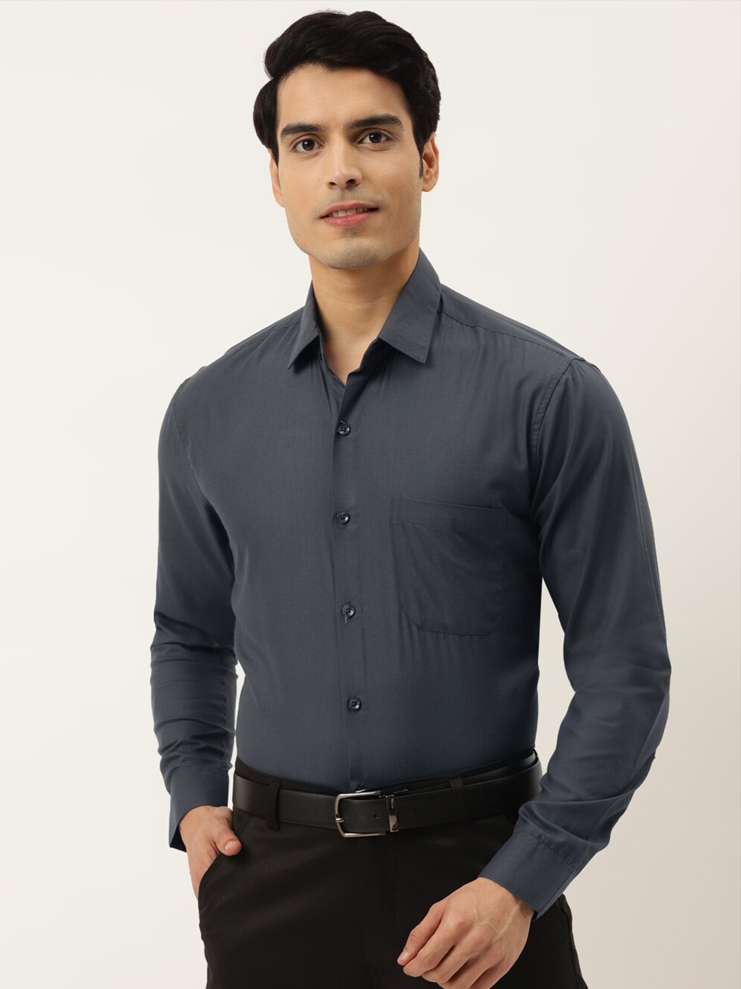 

JAINISH Men Charcoal Grey Regular Fit Classic Cotton Blend Formal Shirt