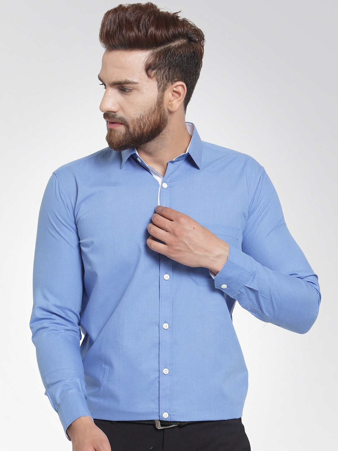

JAINISH Men Blue Classic Formal Shirt
