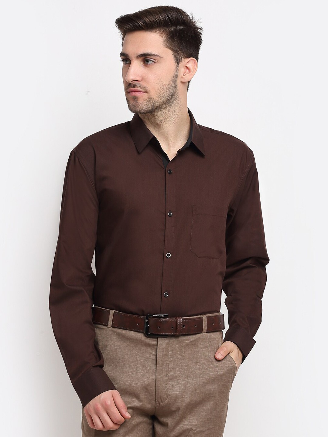 

JAINISH Men Coffee Brown Solid Classic Slim Fit Formal Shirt