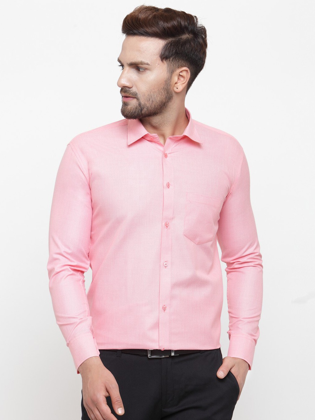 

JAINISH Men Pink Classic Formal Cotton Shirt