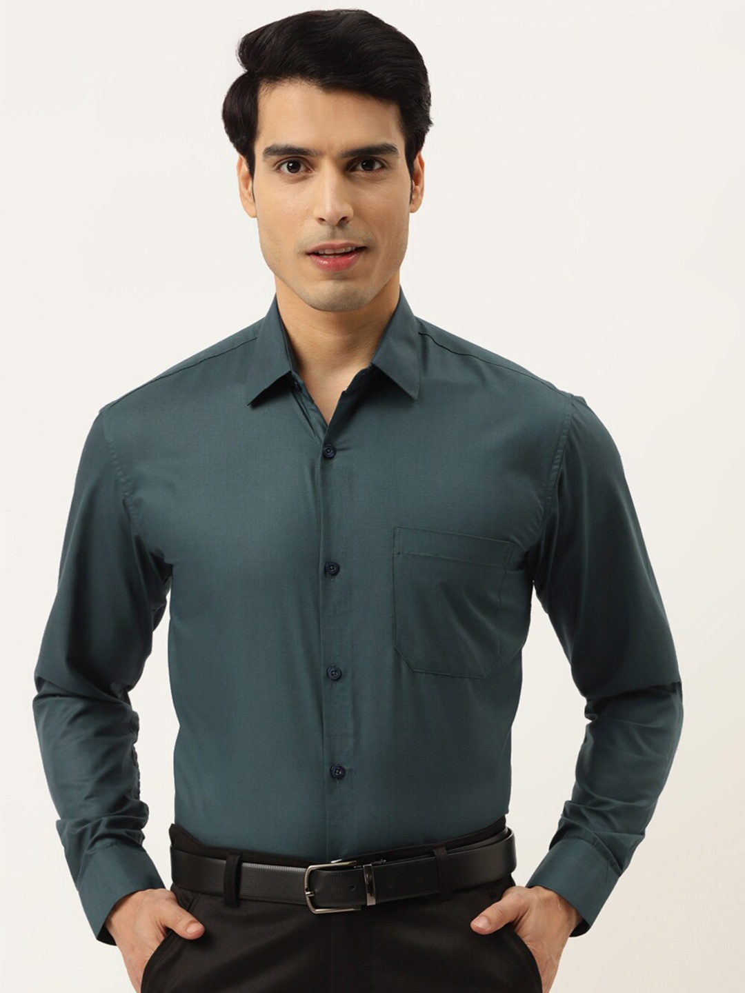 

JAINISH Men Teal Classic Slim Fit Formal Shirt