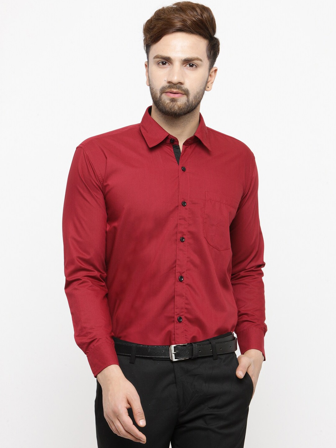 

JAINISH Men Maroon Smart Slim Fit Casual Shirt