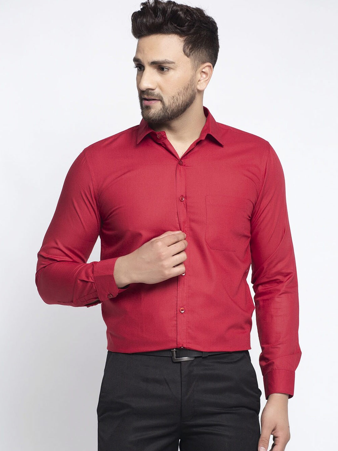 

JAINISH Men Maroon Classic Formal Shirt