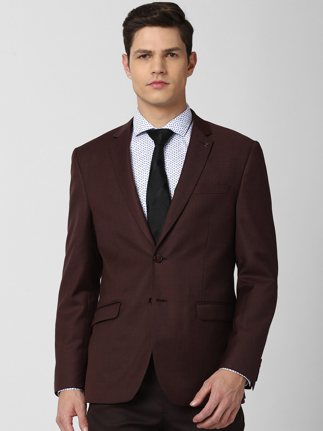 

Van Heusen Men Maroon Self-Design Single-Breasted Slim-Fit Formal Blazer