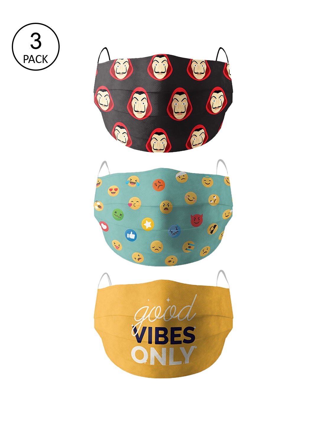 

Soxytoes Pack Of 3 Assorted Pure Cotton 4-Ply Reusable Protective Outdoor Masks