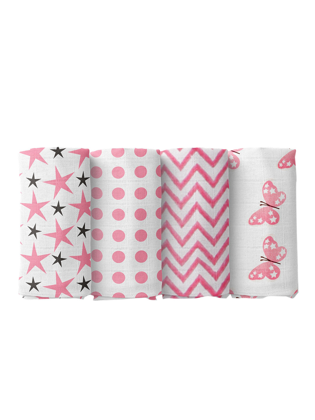

Moms Home Kids Set Of 3 Pink & White Organic Cotton Muslin Swaddle