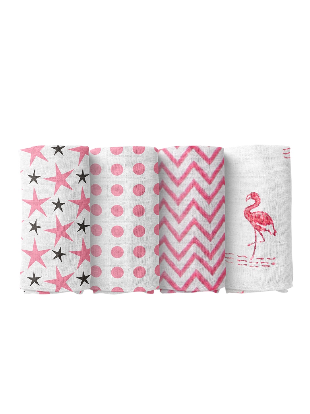 

Moms Home Kids Set Of 3 Pink & White Organic Cotton Muslin Swaddle