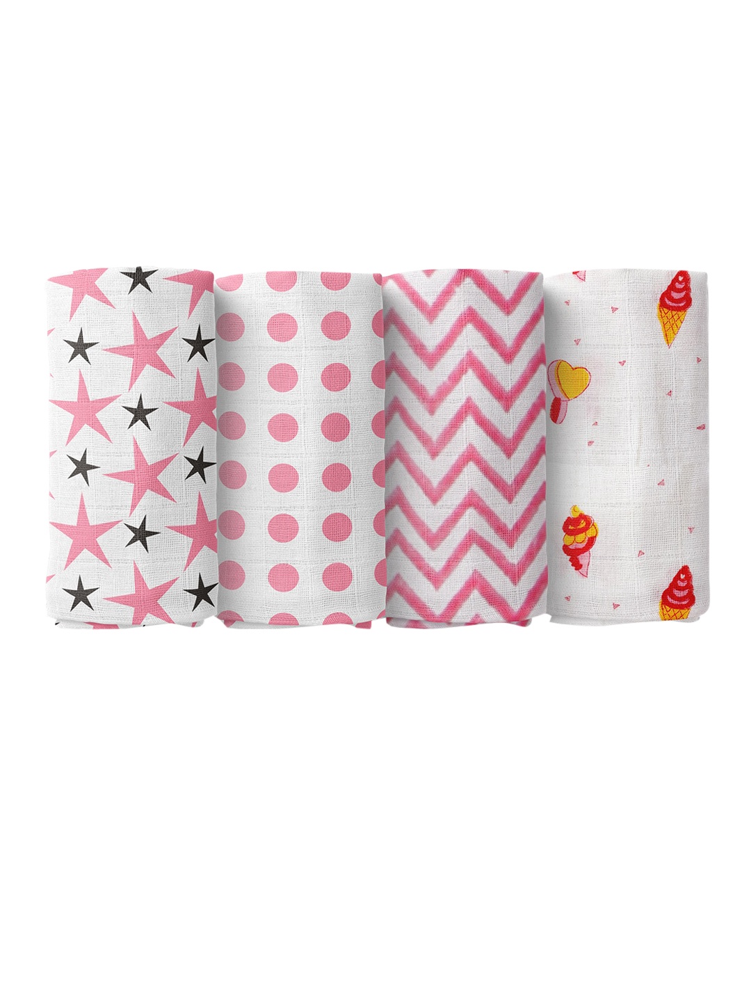 

Moms Home Pack Of 4 Printed Organic-Cotton Muslin Swaddles, White