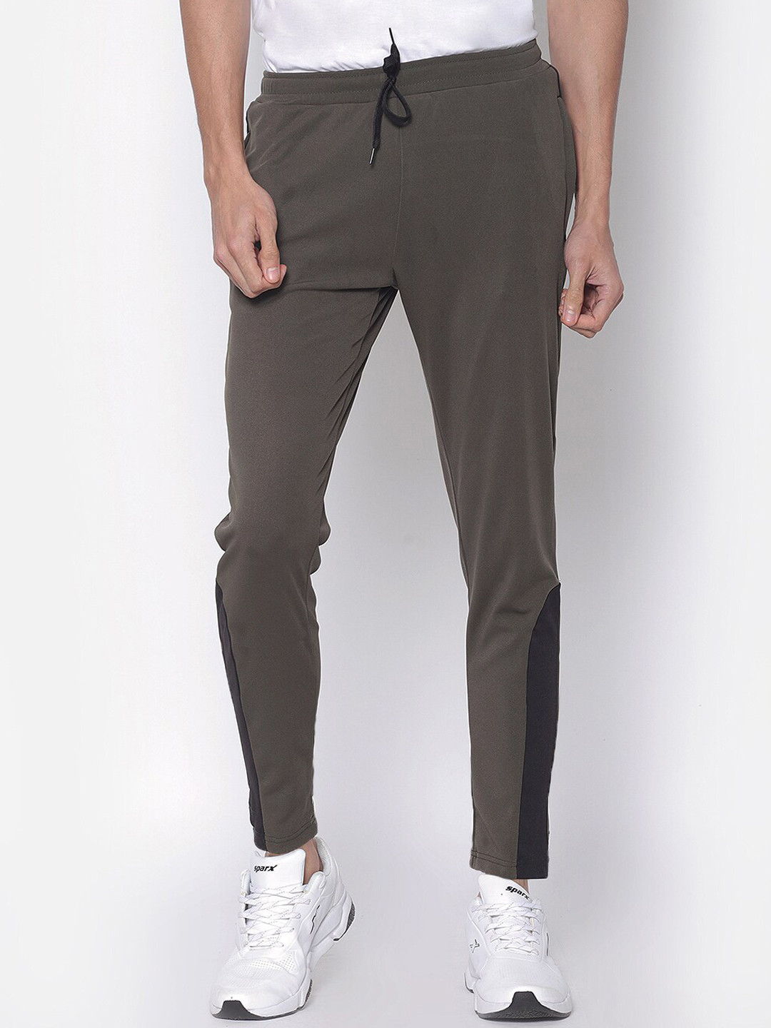 

American-Elm Men Olive Green Solid Slim-Fit Track Pants