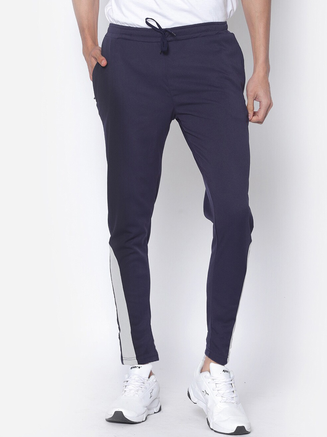 

American-Elm Men Navy Blue Solid Slim-Fit Track Pant