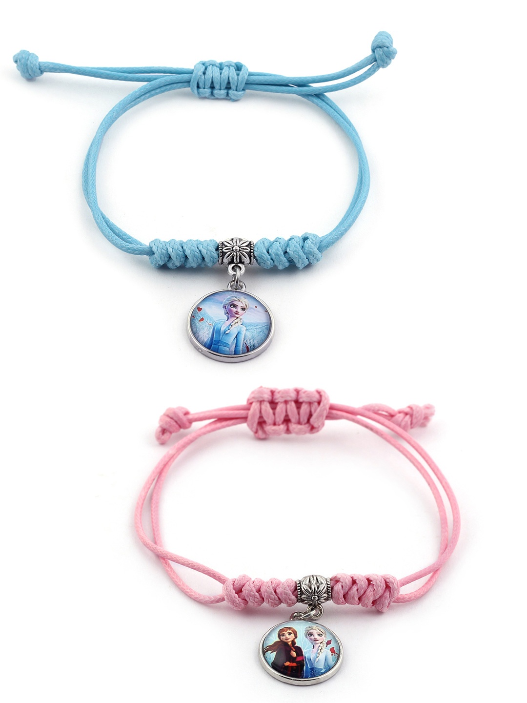

EL REGALO Girls Set Of 2 Pink & Blue Charm Bracelet