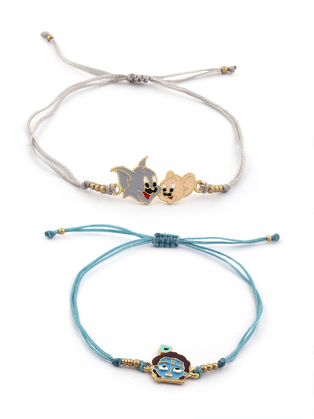 

EL REGALO Girls Pack of 2 Blue & Peach-Coloured Charm Bracelet
