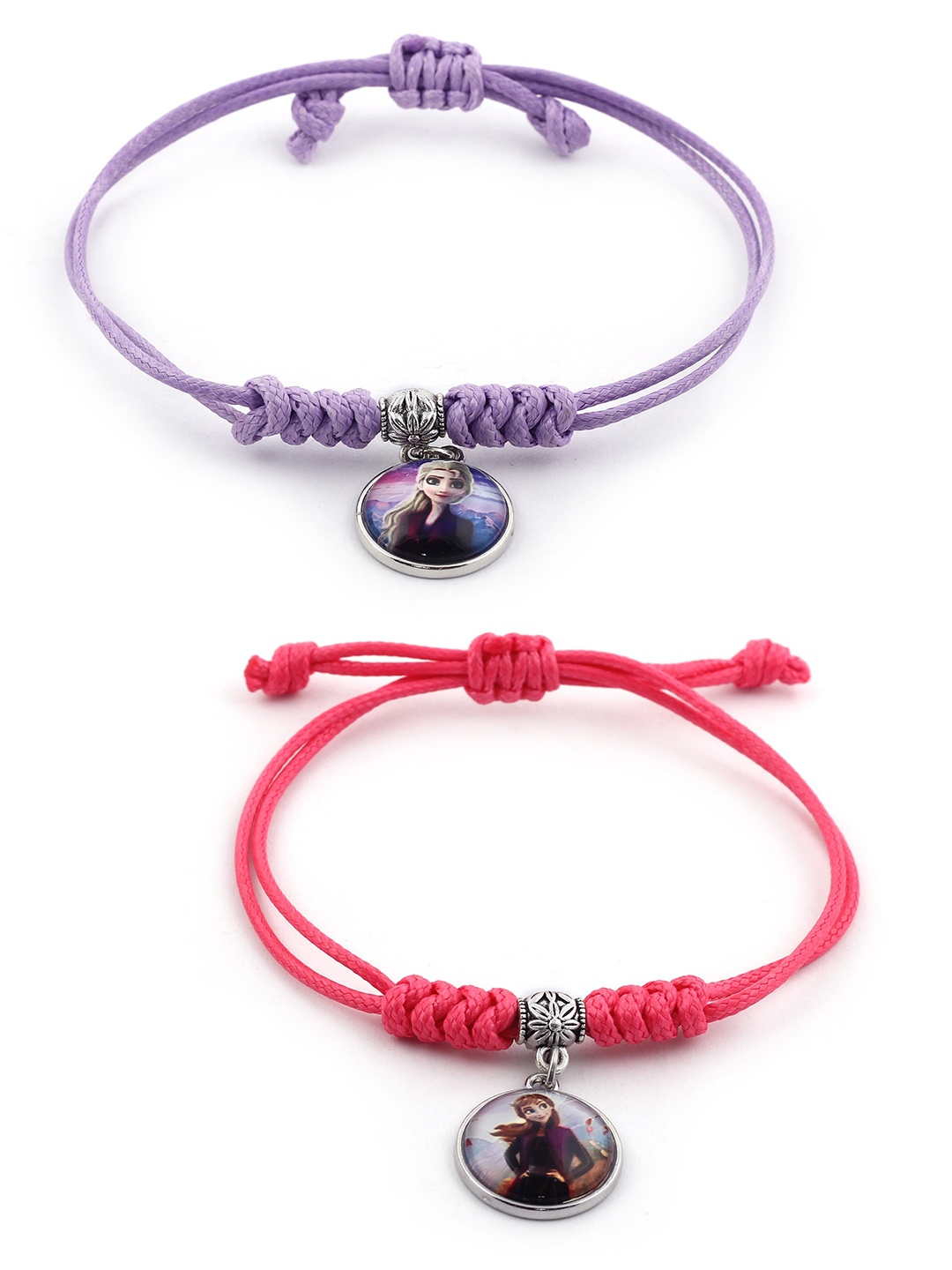 

EL REGALO Girls Set Of 2 Red & Purple Frozen Princess Charm Bracelet