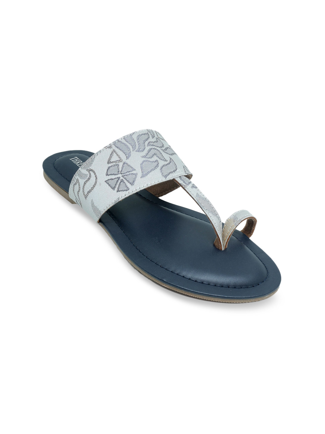 

Thread Stories Women Navy Blue Printed One Toe Flats