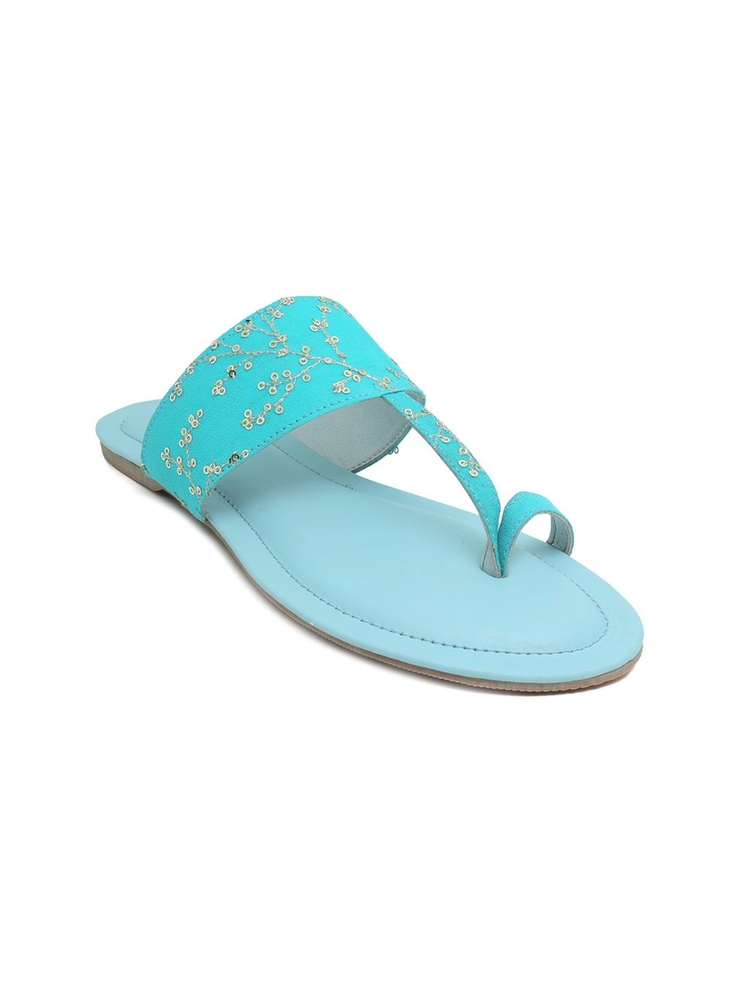 

Thread Stories Women Blue Printed One Toe Flats with Bows