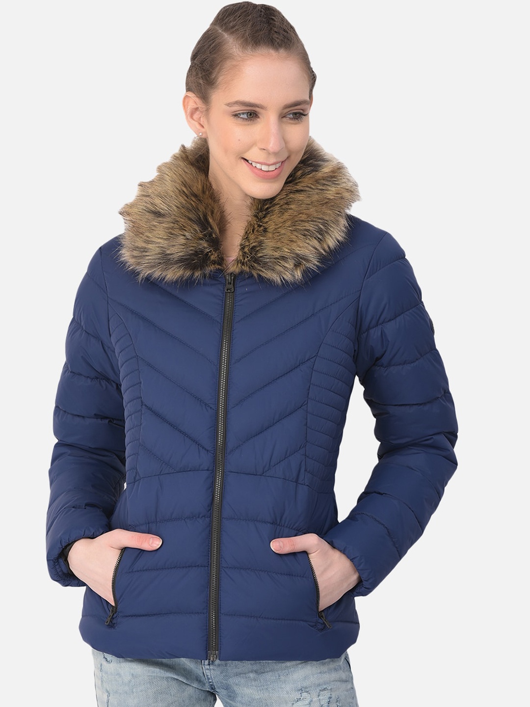 

Woodland Women Blue Parka Jacket