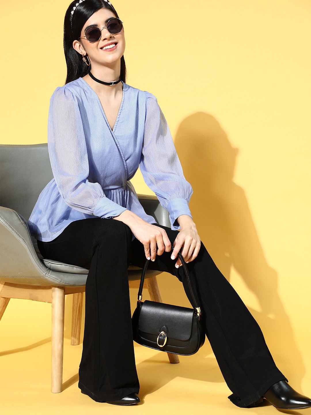 

plusS Blue Georgette Wrap Top