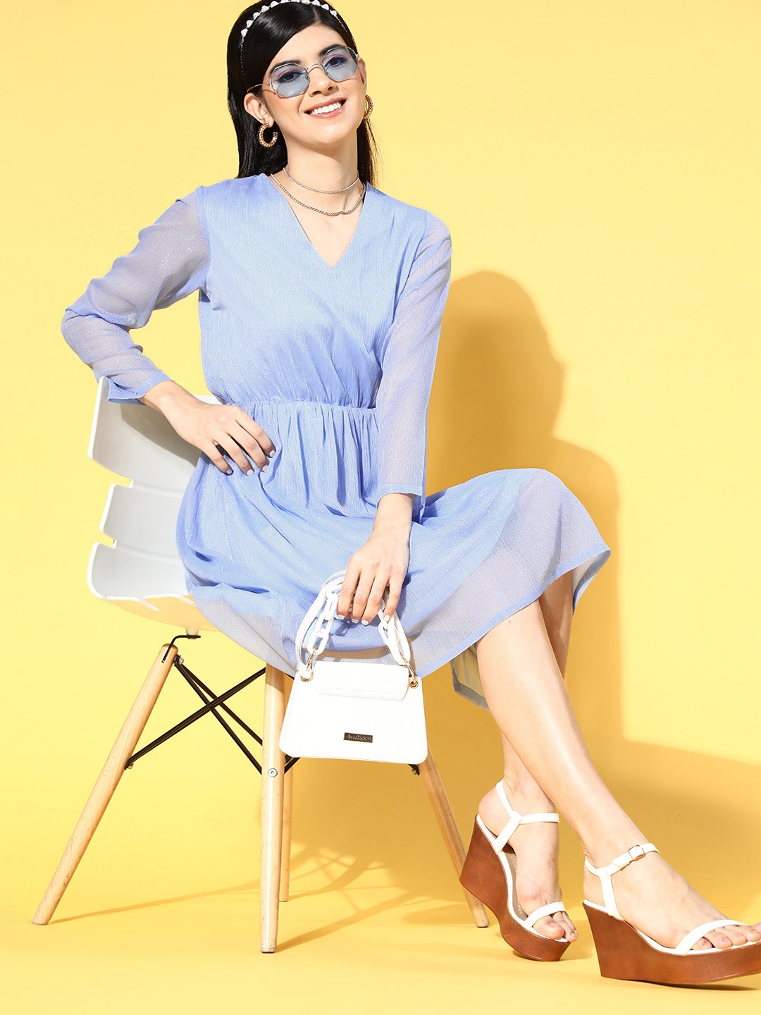 

plusS Blue Georgette A-Line Dress