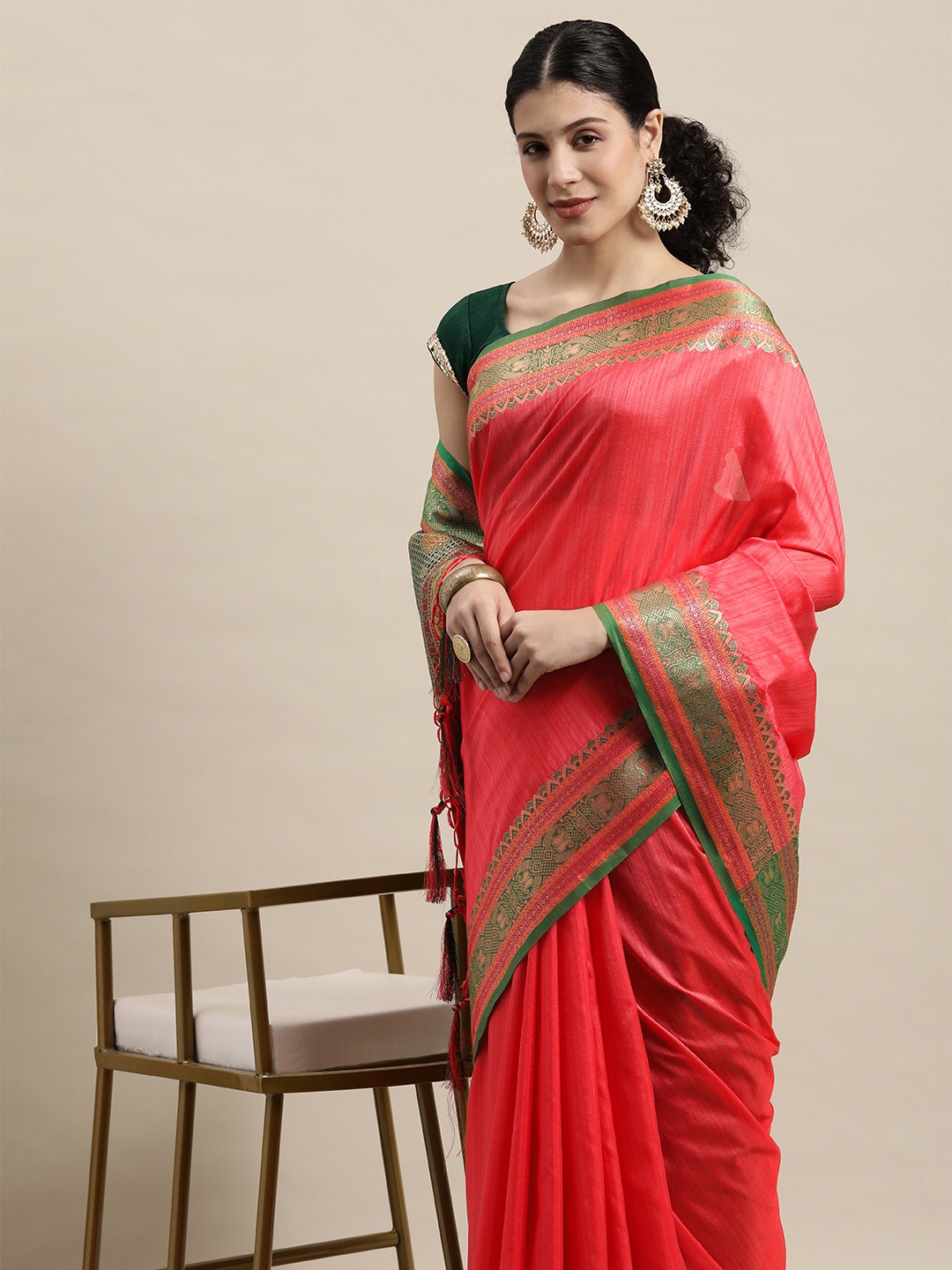 

Saree Swarg Pink Silk Blend Banarasi Sarees