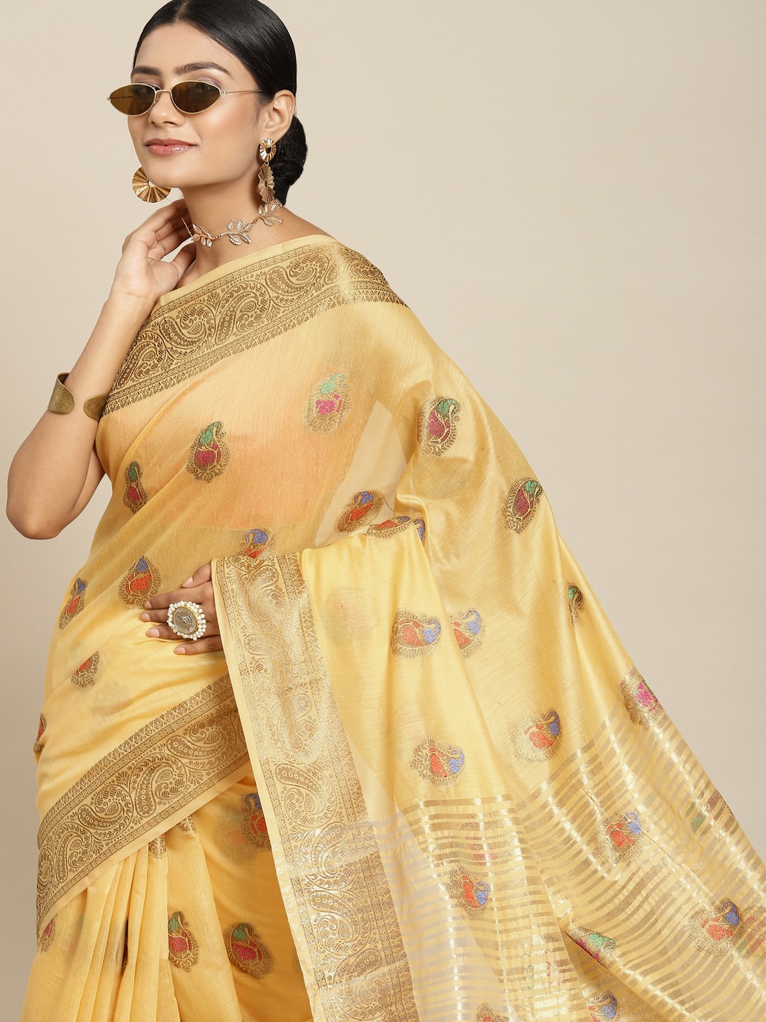 

Havida Sarees Yellow Woven Design Banarasi Saree