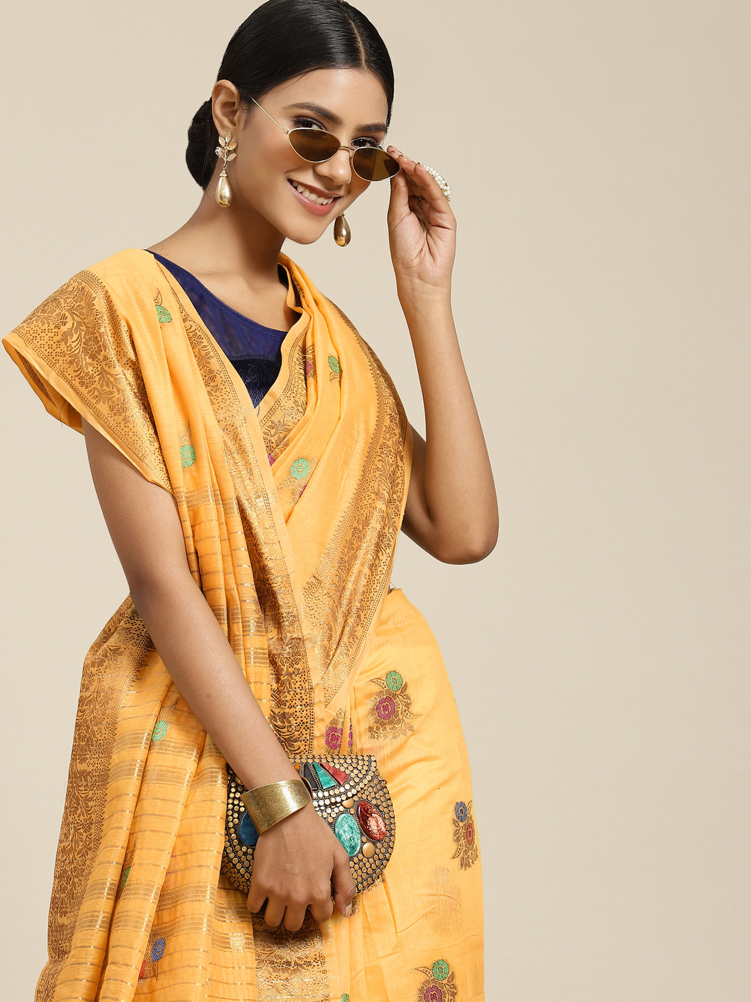 

Havida Sarees Yellow Woven Design Zari Banarasi Saree
