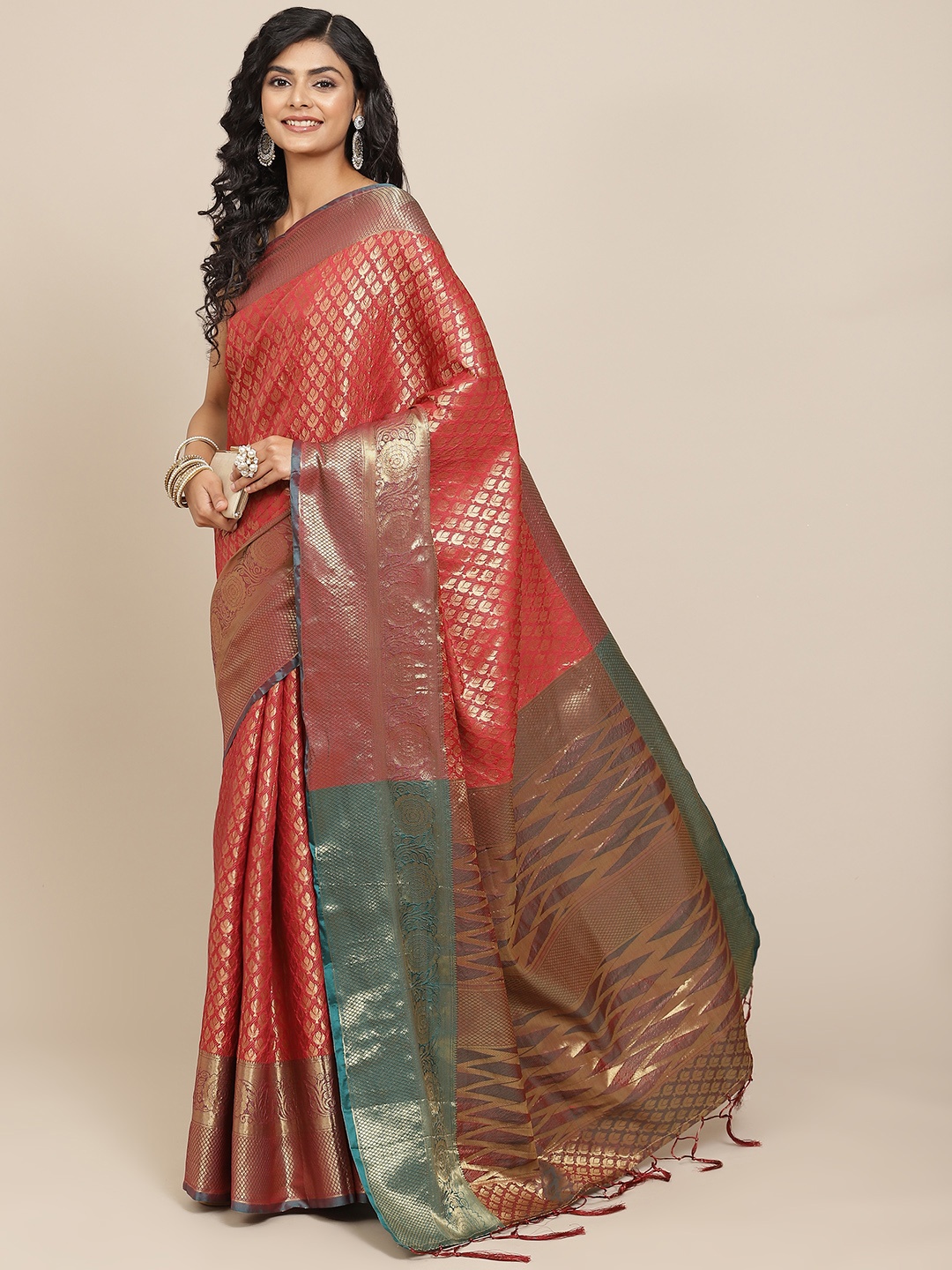 

Havida Sarees Maroon Embellished Zari Silk Blend Saree
