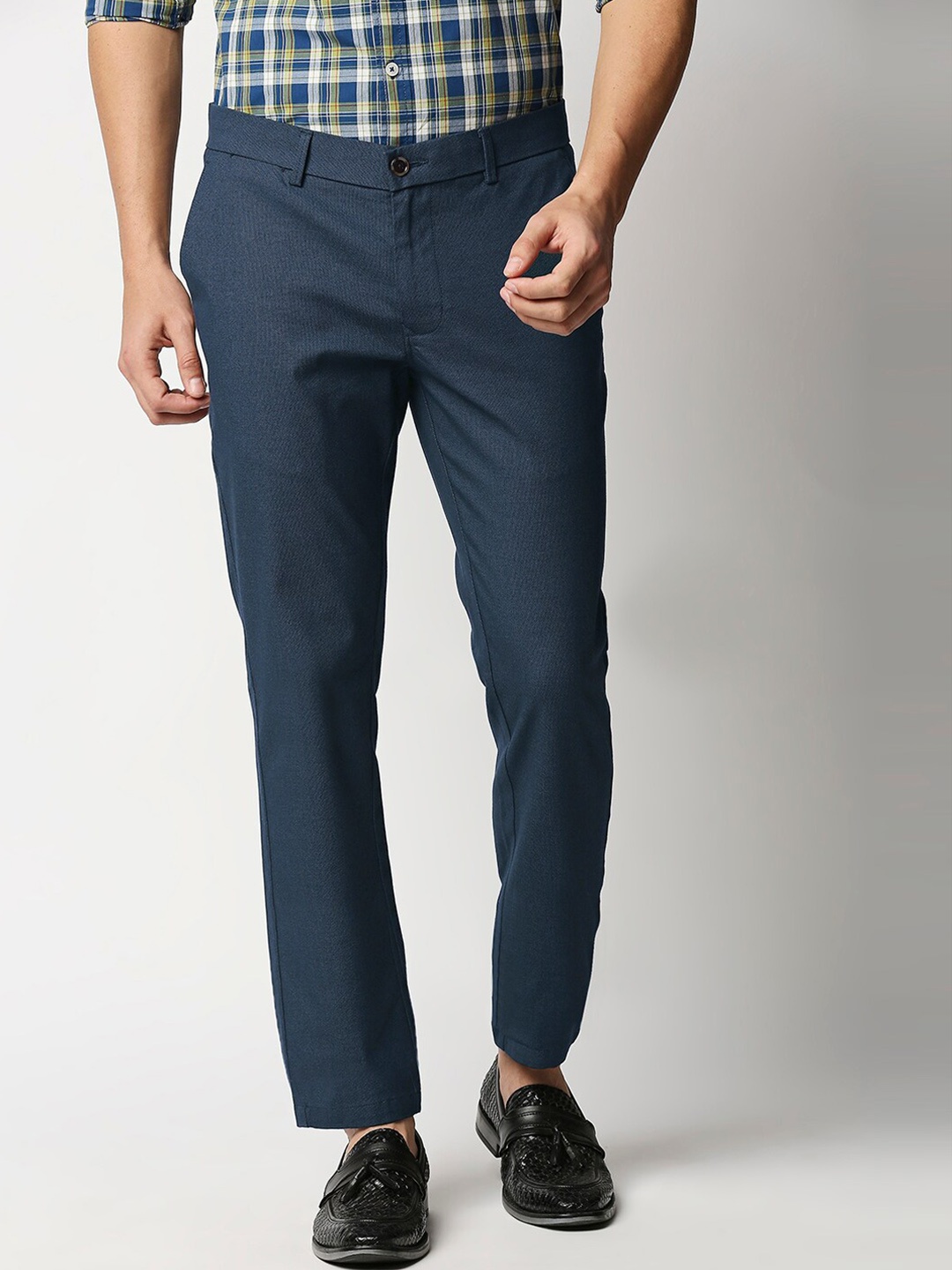 

Basics Men Navy Blue Tapered Fit Trousers
