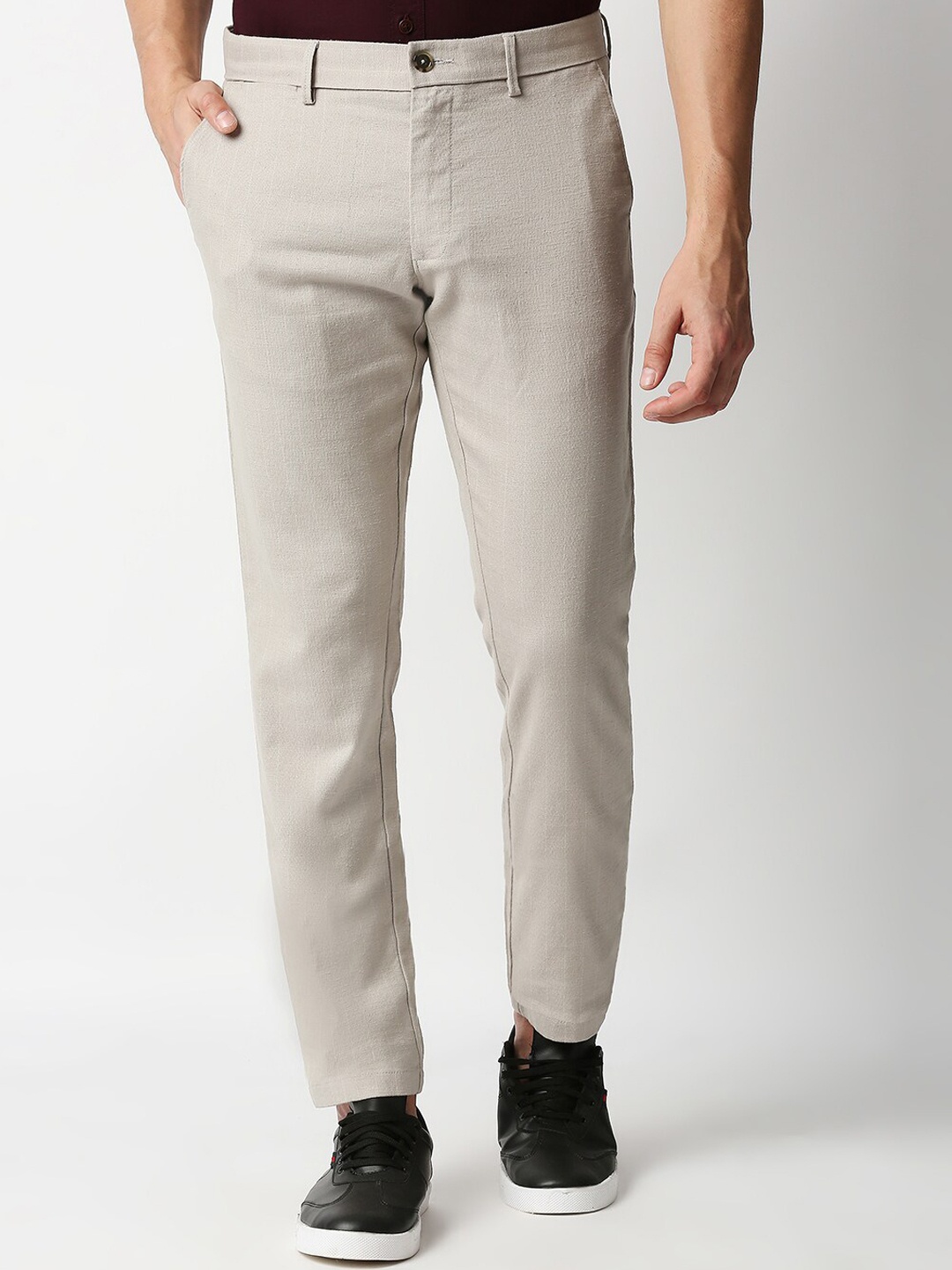 

Basics Men Beige Tapered Fit Cotton Trousers
