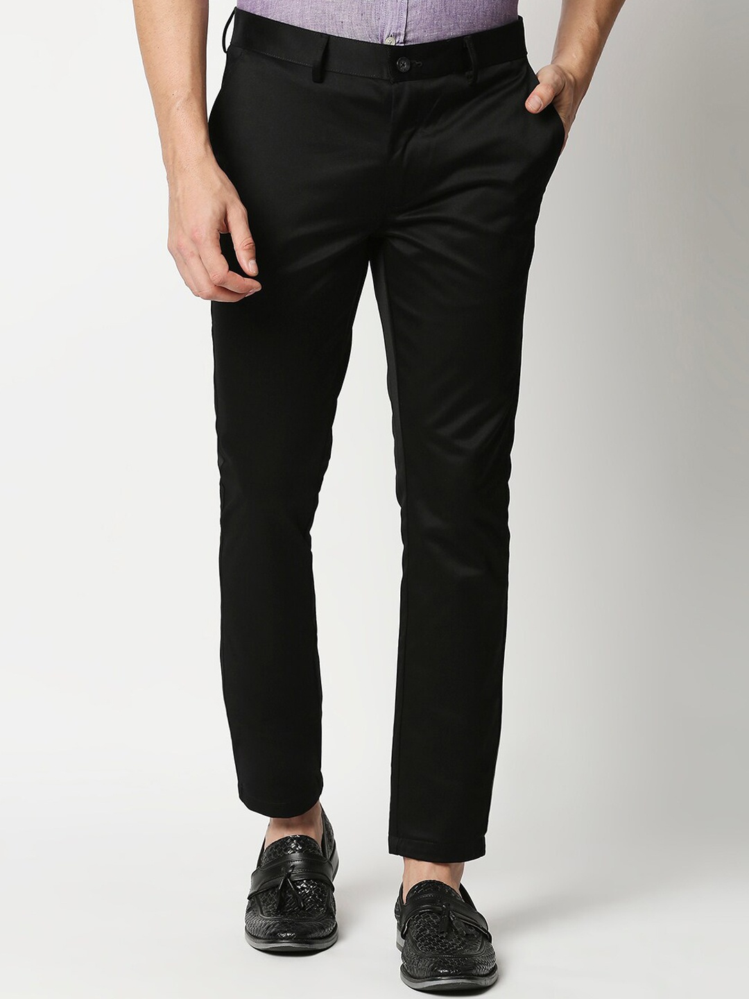 

Basics Men Black Tapered Fit Trousers