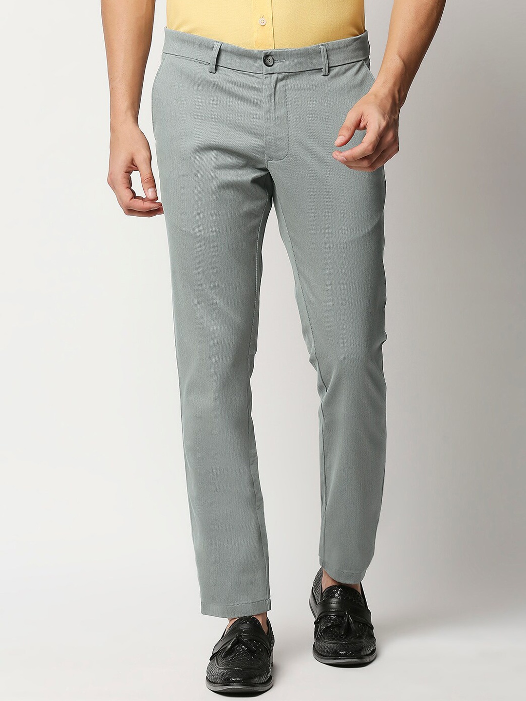 

Basics Men Grey Tapered Fit Trousers