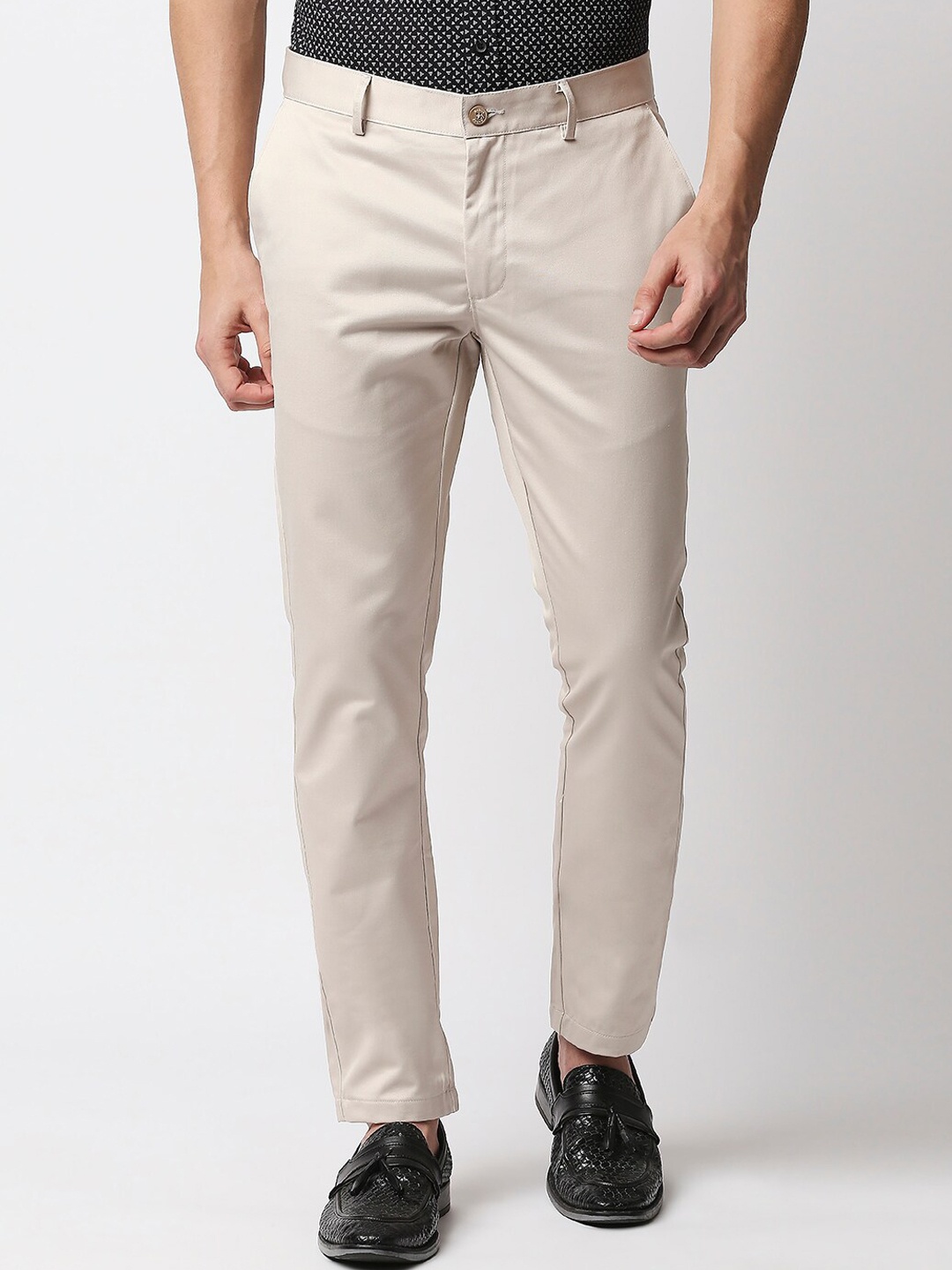 

Basics Men Beige Tapered Fit Cotton Trousers