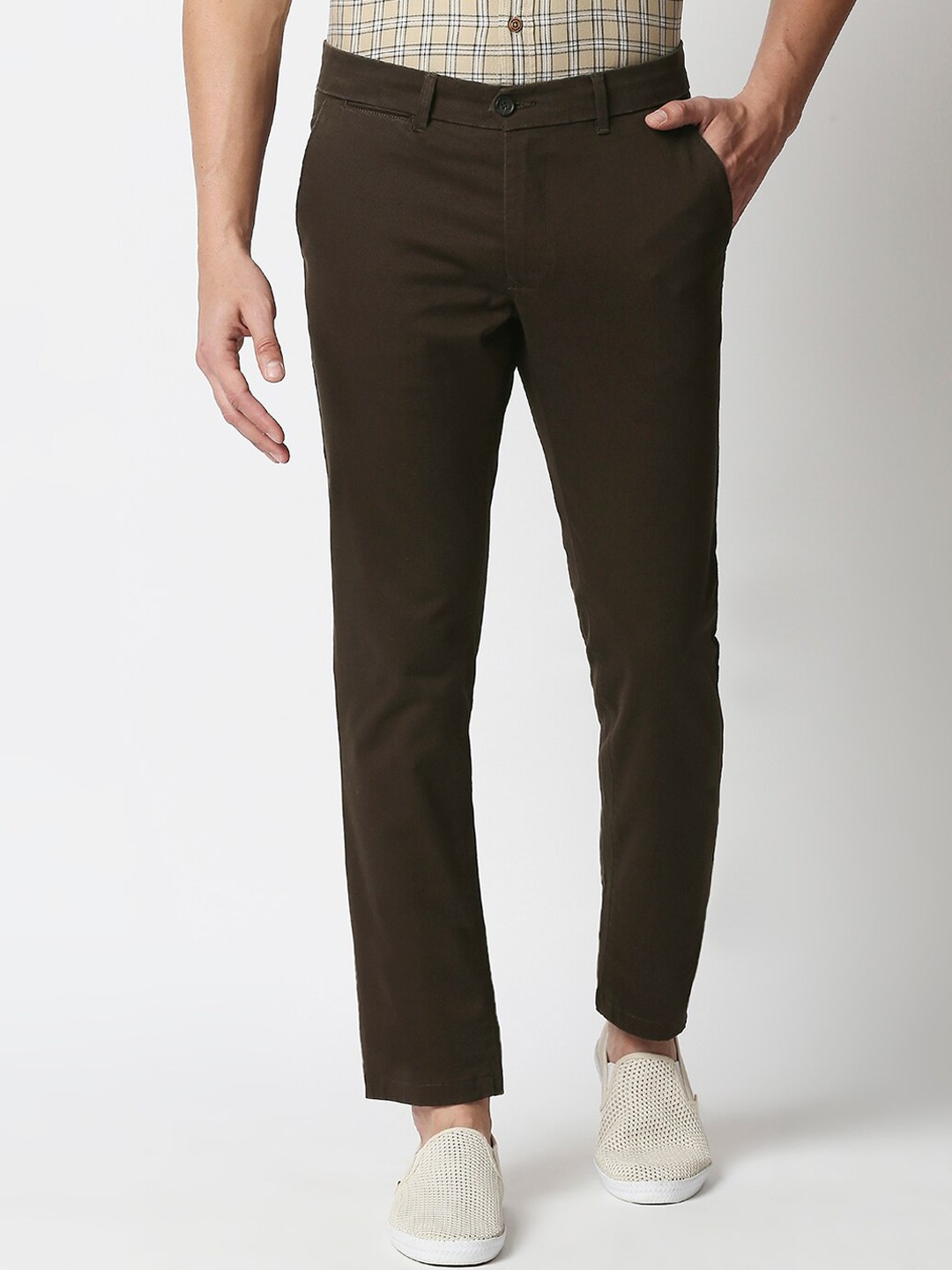 

Basics Men Coffee Brown Tapered Fit Trousers
