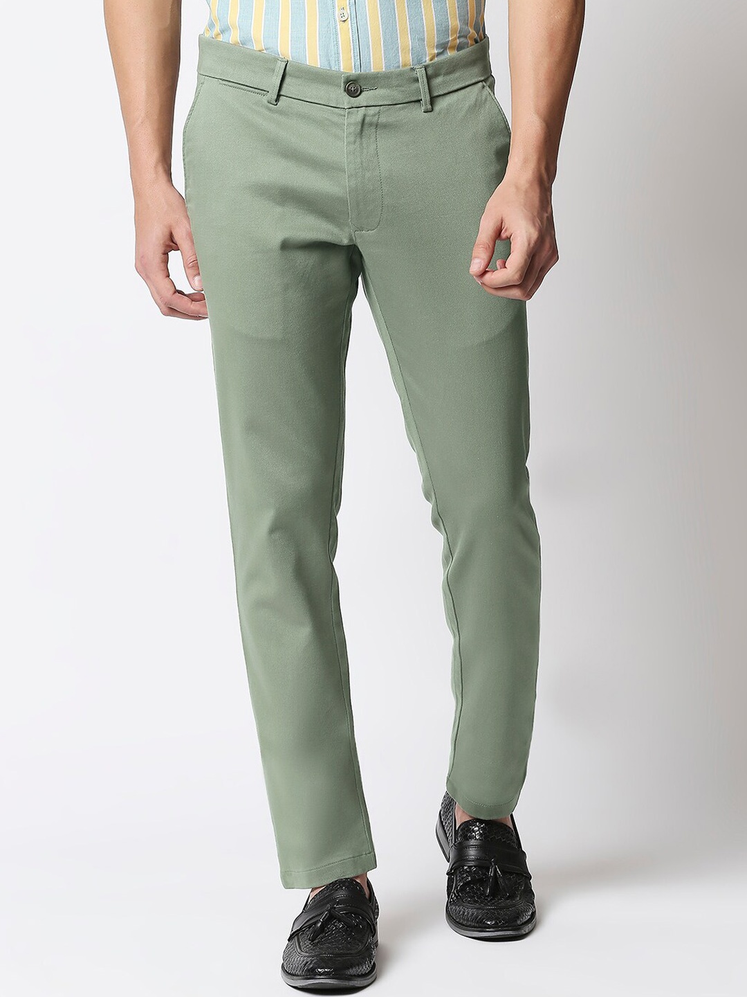 

Basics Men Green Tapered Fit Trousers
