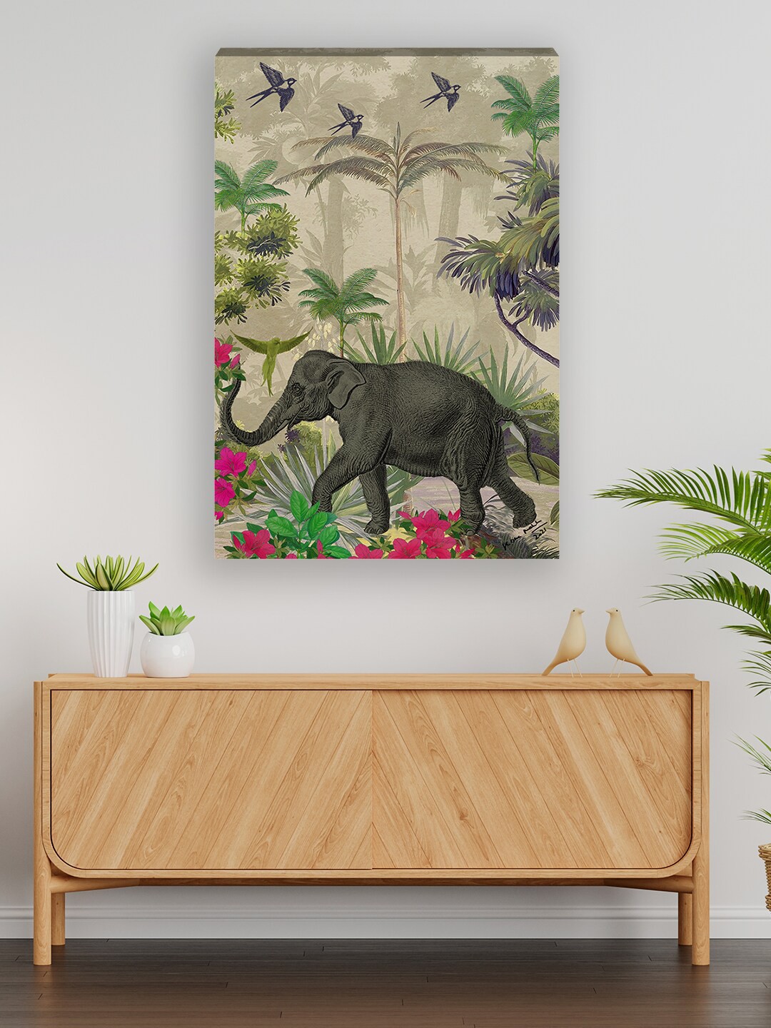 

India Circus by Krsnaa Mehta Green & Grey Printed Manoeuvres In The Nature Wall Art