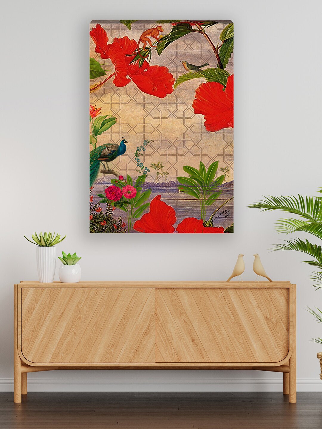 

India Circus by Krsnaa Mehta Red & Green Entrancing Forestry Painting Canvas Wall Art