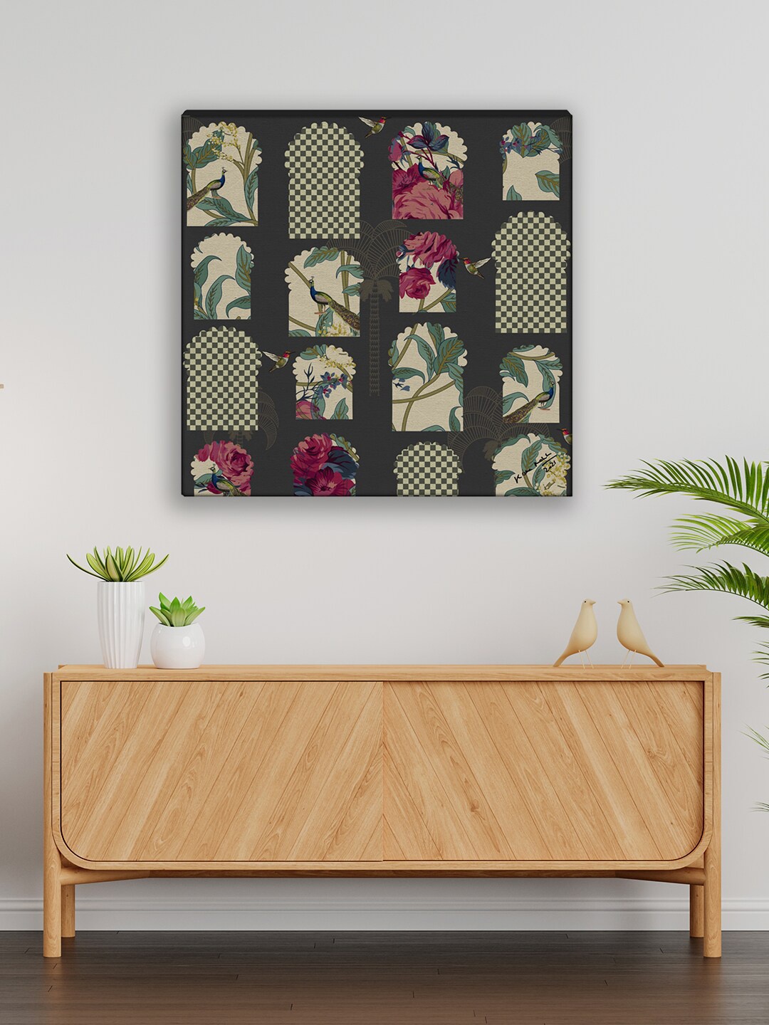 

India Circus by Krsnaa Mehta Green & Beige Printed Signature Windows Wall Art
